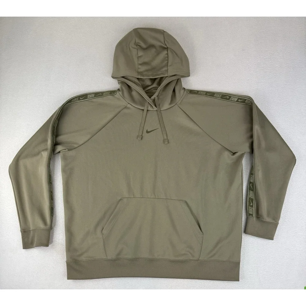 Nike Tape Hoodie Sweatshirt Womens XXL Olive Green DM4642-351 Center‎ Swoosh